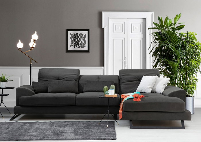 Atelier Del Sofa L3+Chl Sofá Esquinero Derecho, Antracita, 308 cm x 190 cm